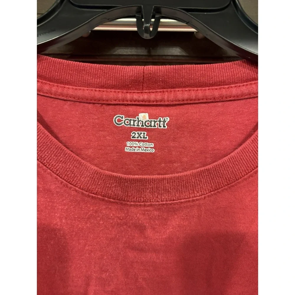 Carhartt K126 Long Sleeve Pocket T Shirt Red 2XL Mens Heavyweight Cotton Work